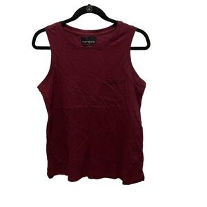 Tee Top T Shirt Sleeveless with pocket Burgundy Dark Red Sizes XS, S, M